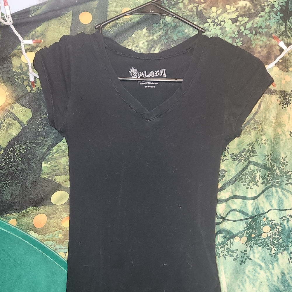 Splash Women's Black V-Neck Top